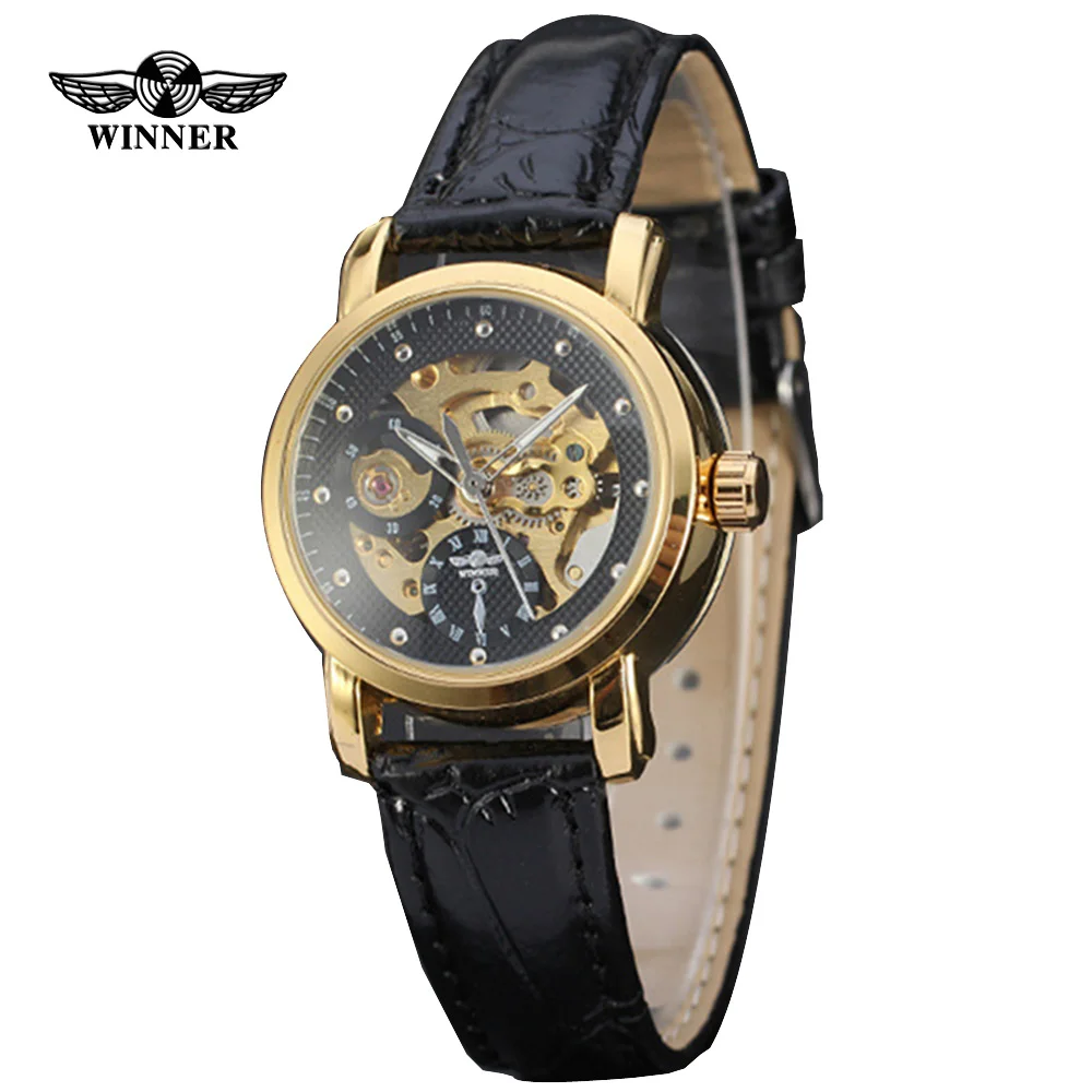 Часы скелетоны Winner женские механические брендовые модные автоматические с