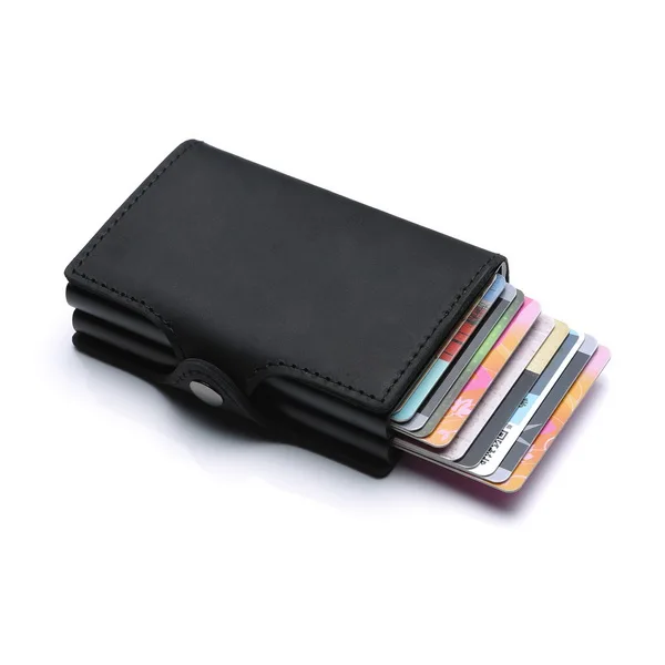 by dhl 100pcs 2018 genuine leather card holder rfid wallet aluminum unisex crazy horse 2 metal credit | Багаж и сумки