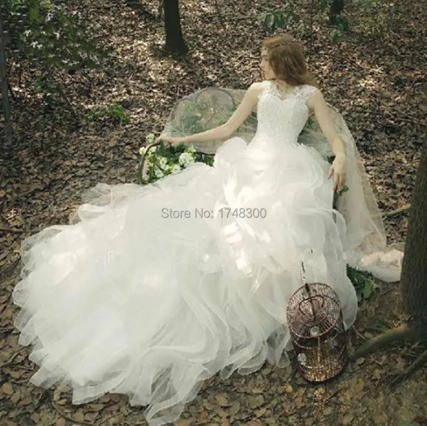 Взлетно-посадочная полоса Длинные Поезд Оборками Из Органзы Романтические