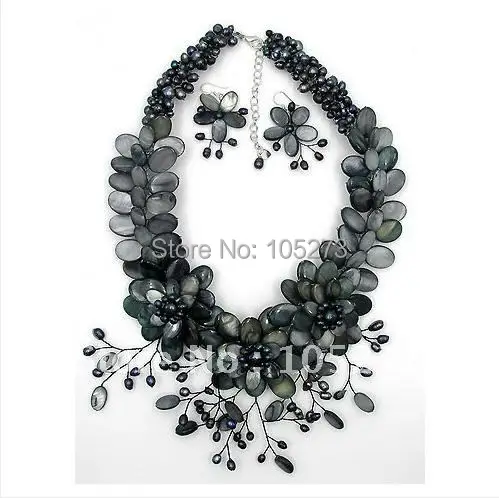 Черный цвет перламутровый корпус и натуральный пресноводный жемчуг проводной