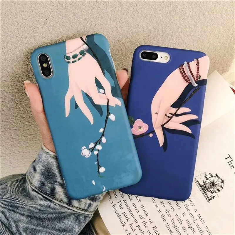Ourpho свежий и холодный ветряной руки персиковый цветок чехол для iPhone X XR XS MAX fiber jade