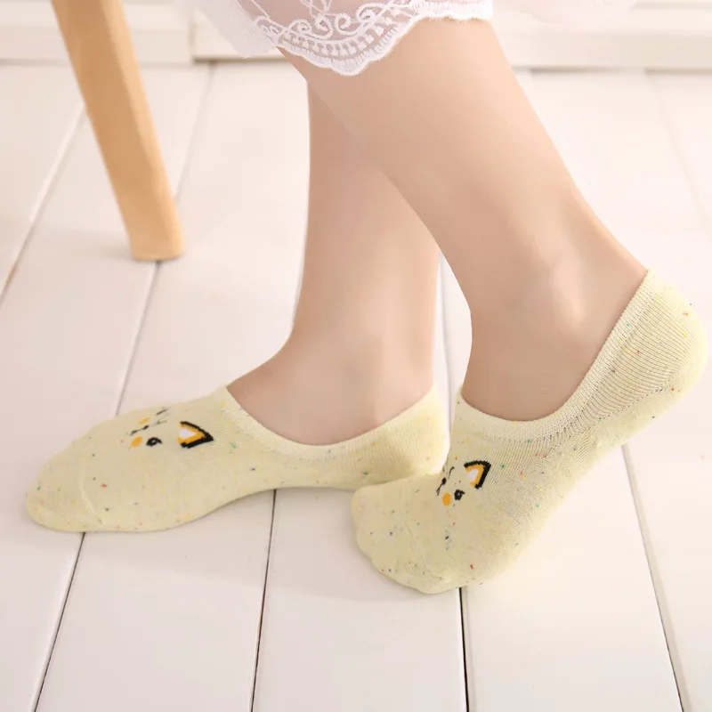 

5 Pair/lot Cotton Woman's Socks Summer Invisible Short Socks Silicone Non Slip Ankle Sock Cute Animal Print Boat Sock FUNCILAC