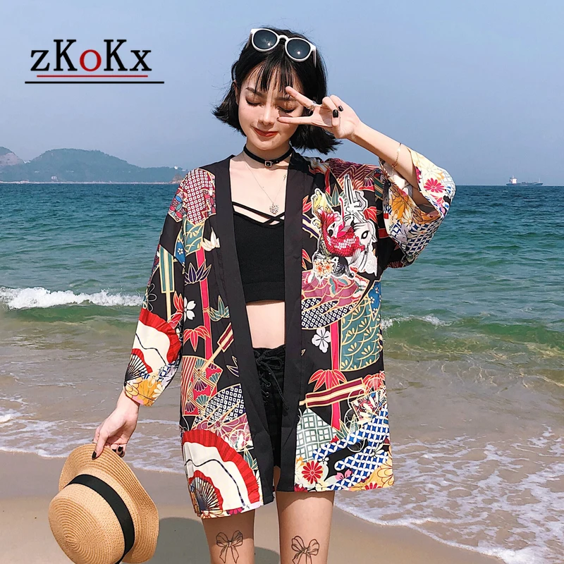 Giapponese кимоно кардиган Delle Donne Protezione Solare Sottile Allentato Estate женские рубашки Yukata Harajuku