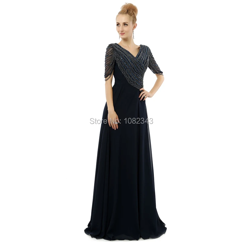 Шифоновое вечернее платье с бусинами блестками V-образным вырезом и коротким