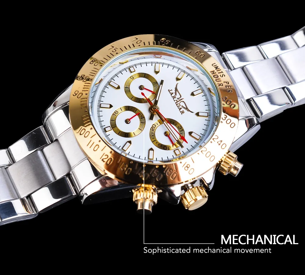 Jaragar Montre Homme мужские часы автоматические Модные золотые из нержавеющей стали спортивные механические наручные часы Relogio