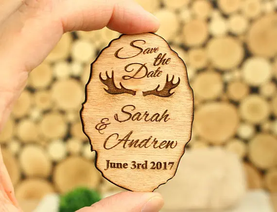 Персонализированные имена оленьих рогов деревянная свадьба сохранить дату