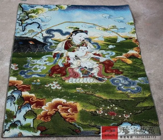 

Chinese collection Thangka embroidery mother and son diagram