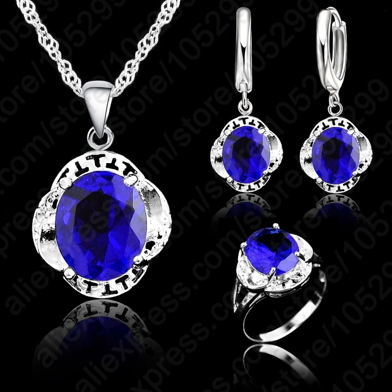Комплект из колье и серёг серебра 925 пробы jewelry sets for women necklace earring setcrystal jewelry set | Отзывы и видеообзор