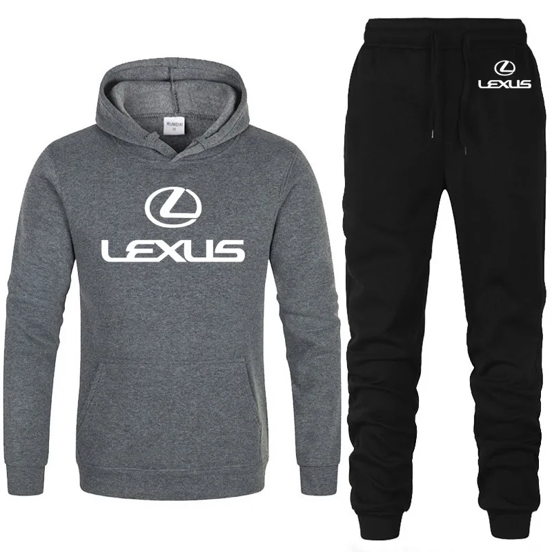 Толстовка с капюшоном для мужчин, чехол с логотипом Lexus, толстовка унисекс с принтом, модная мужская толстовка с капюшоном в стиле хип-хоп harajuku, повседневный флисовый костюм из 2 предметов