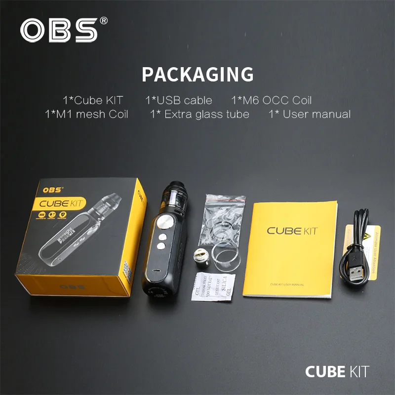 Оригинальный OBS CubeKit с сетчатым баком 3000 мАч 80 Вт Макс выход и 2 мл/4 мл CubeTank 0.2ohm