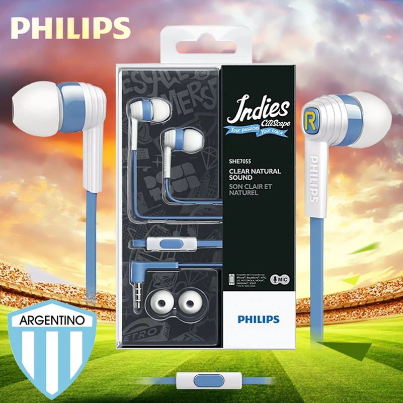 Оригинальная гарнитура Philips SHE7055 HIFI музыкальные спортивные наушники для