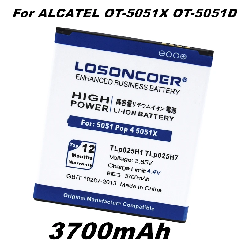 Аккумулятор LOSONCOER TLP025H7 3700 мА/ч TLP025H1 для Alcatel OneTouch POP 4 OT 5051D 5051X 5051J 5051 м хорошее