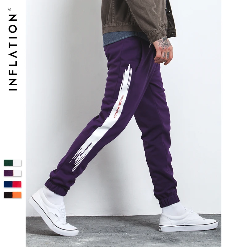 Инфляция мужские спортивные штаны боковой полосой Jogger брюки для девочек