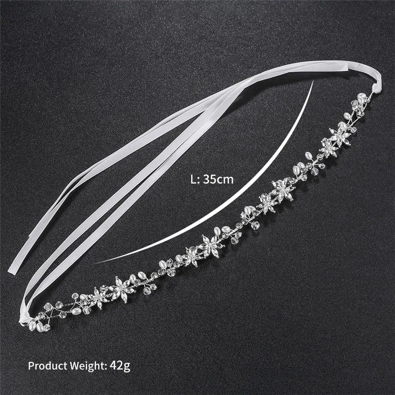 Silver color Crystal Pearl Women Hairband Bridal Tiara Hand wired Headband Wedding Crown Hair Accessories | Украшения и