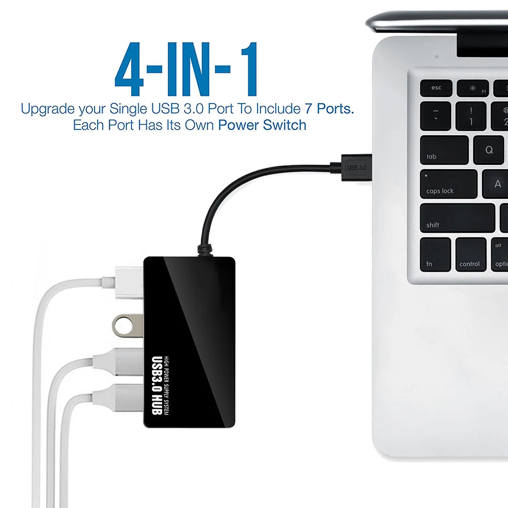 USB 3,0 концентратор 4 порта мультихаб разветвитель адаптер 5 Гбит/с супер скорость с внешним адаптером питания для Mac OS ноутбук ПК мини usb-хаб