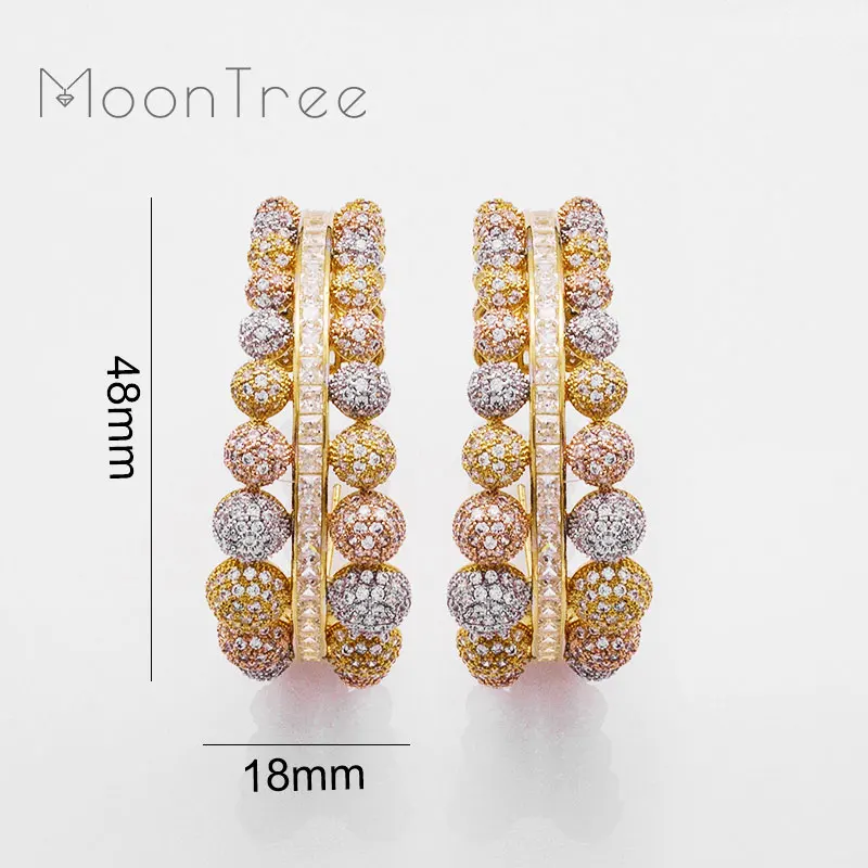 Роскошные шариковые серьги MoonTree 48 мм большие полностью покрытые мелким