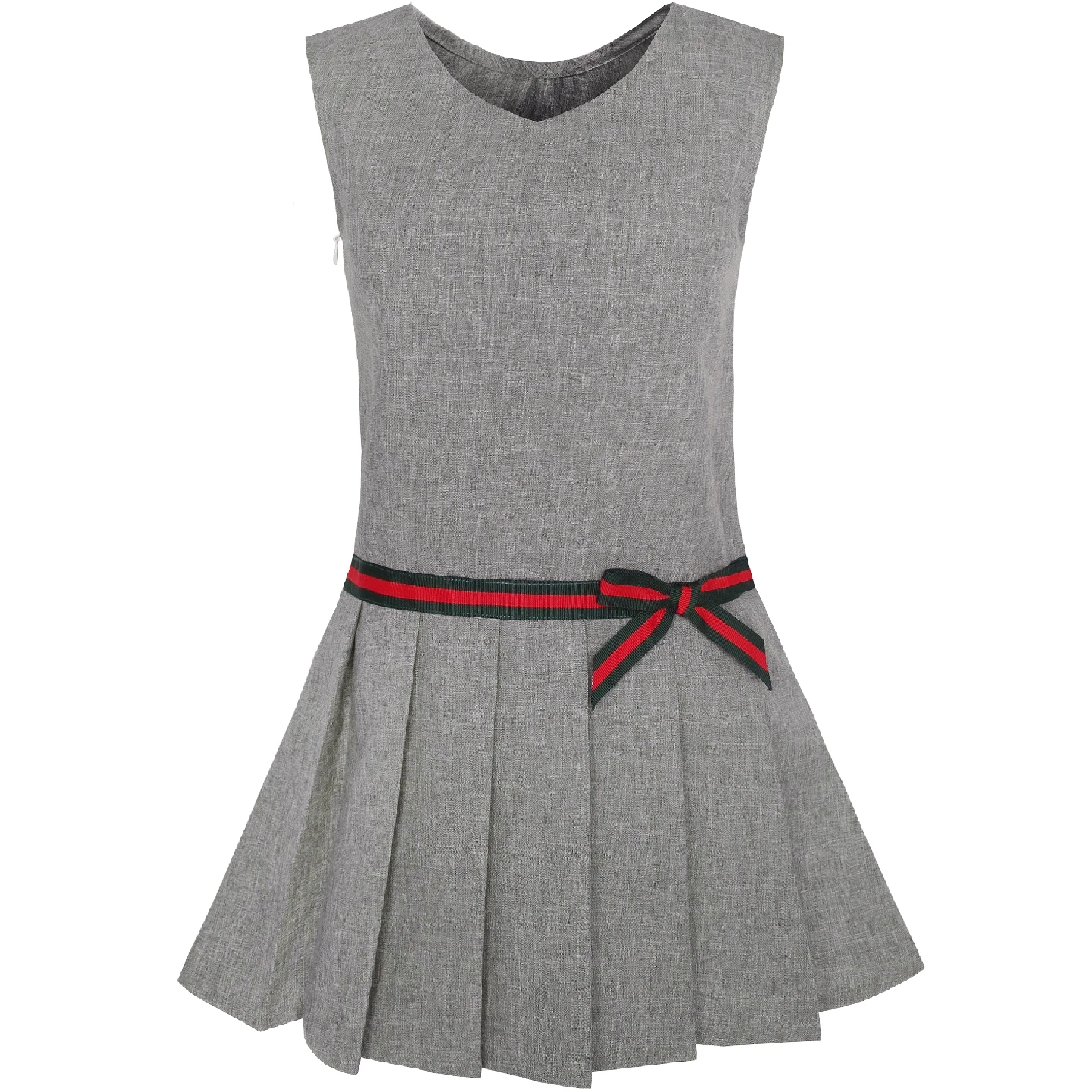 Girls Dress Gray School Jumper Uniform Plaid Pleated Summer Sleeveless Daily Casual Party Kids Clothes Pageant Sundress Buttons | Детская