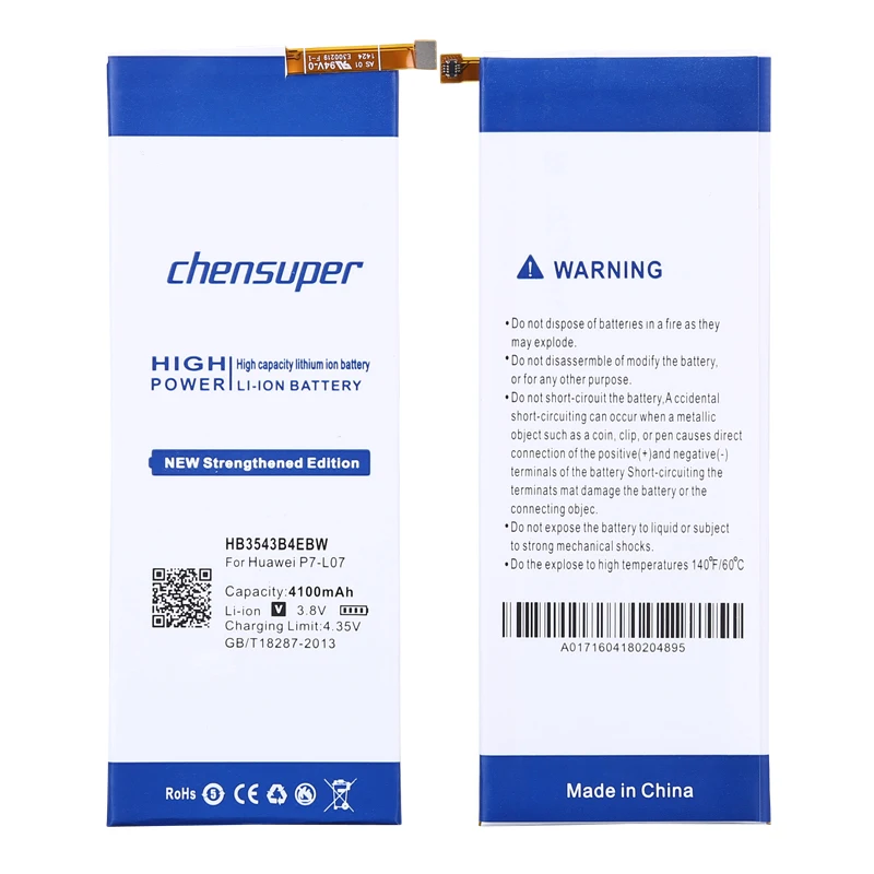 100% Новый оригинальный аккумулятор chensuper 4100mAh HB3543B4EBW для Huawei Ascend P7 L00 L05 L07 L09 L10 |