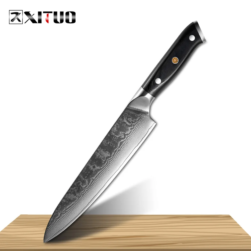 8inch chef knife XITUO Кухня шеф-повара Ножи комплект VG10 Дамаск Сталь 67-история ломтики Nakiri кирицукэ суши Ножи кости японский Ножи Пособия по кулинарии инструменты - Цвет: 8inch chef knife