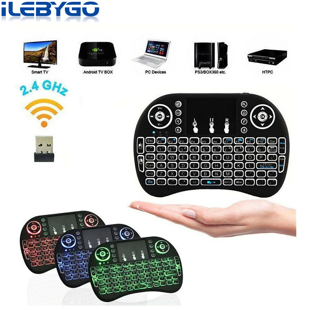 Ilebygo i8 английская русская Беспроводная мини клавиатура 2 4 ГГц Летающая воздушная
