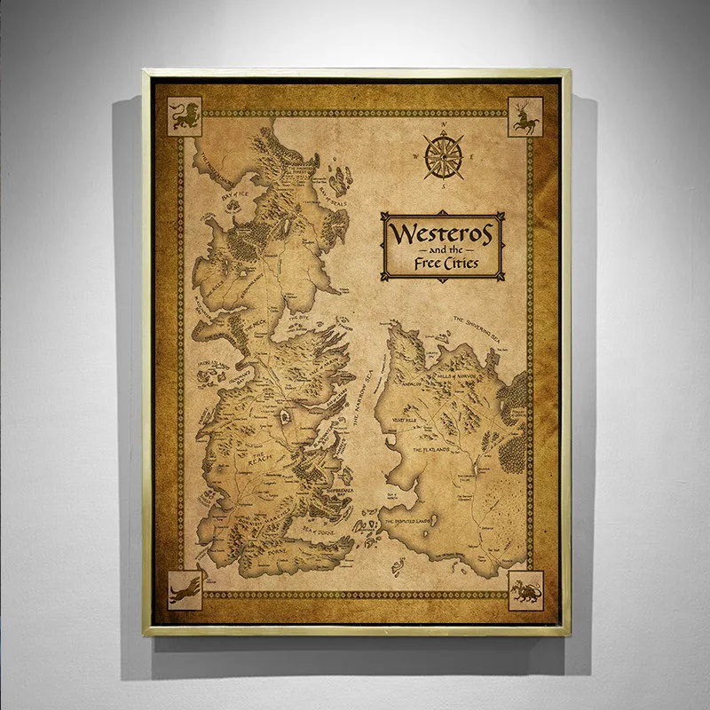 Игра престолов: карта вестеросских шелковых тканей печатные постеры из фильма