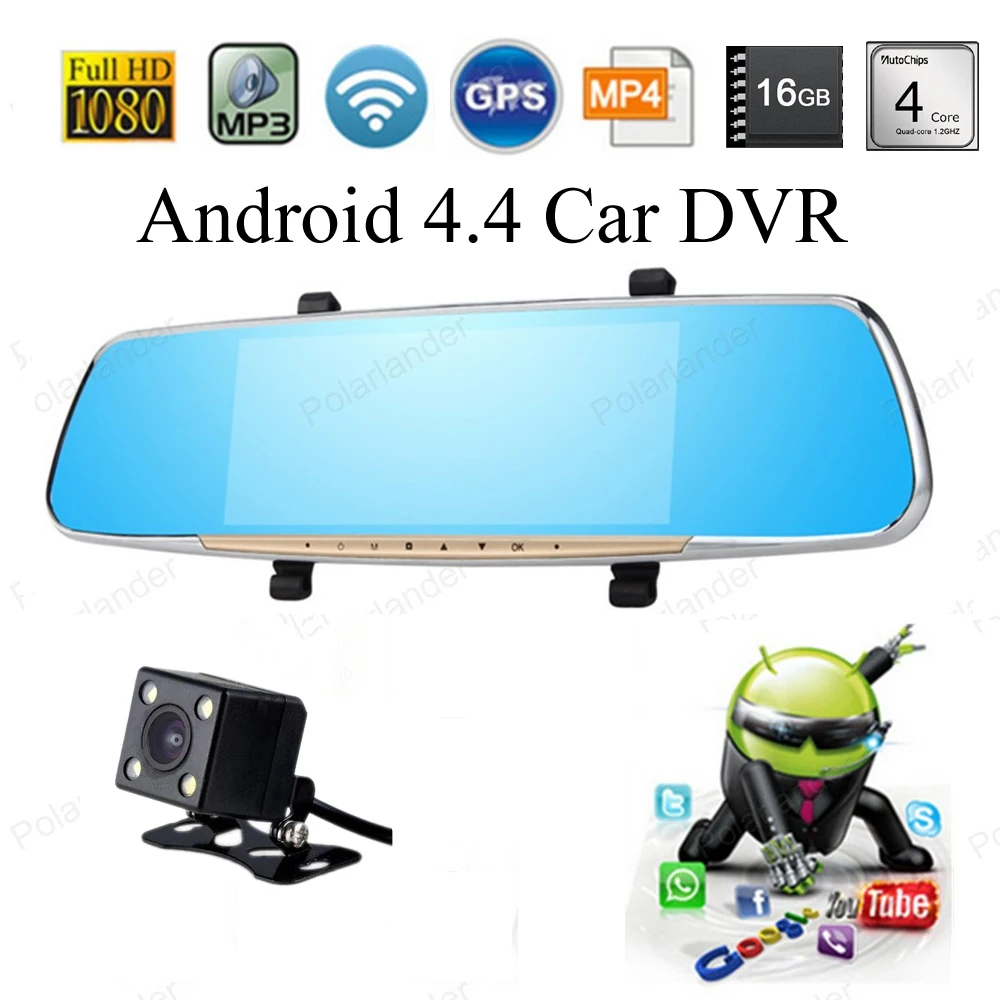 Зеркало заднего вида 7 дюймов Full HD Android 4 4|dual lens|dvr dual lenscar dvr lens |