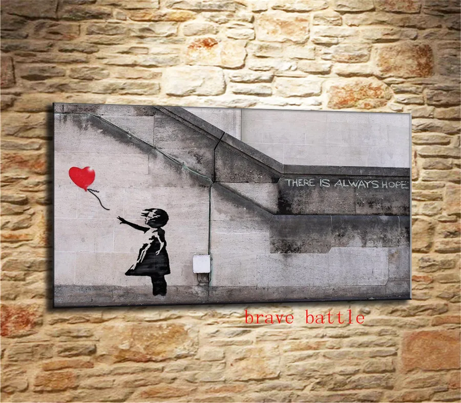 Banksy девушка с красным воздушным шаром Холст Картина гостиная домашний декор