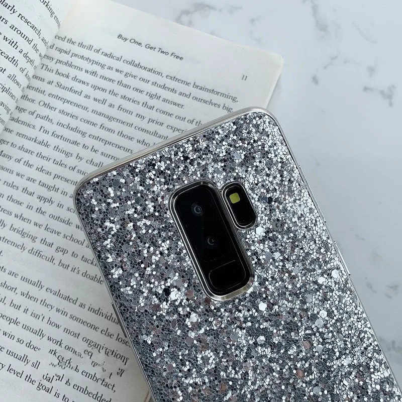 Meachy Silver Paillettes Phone Case For Samsung Galaxy S10 Plus S10e Note 9 8 S8 S9 Fashion Glitter Bling |