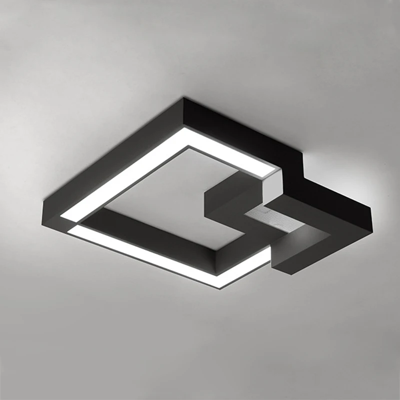 

European Minimalist Modern Ceiling Lamp iron Creative Geometry Led Ceiling Lights Acrylic Shade Living Room Bedroom Black/White