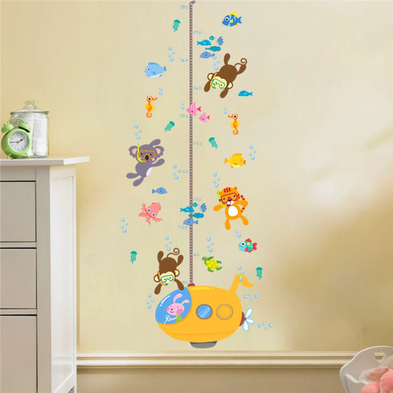 Обезьяна коала Тигр рыба дайвинг дети высота masure наклейки на стену для детской