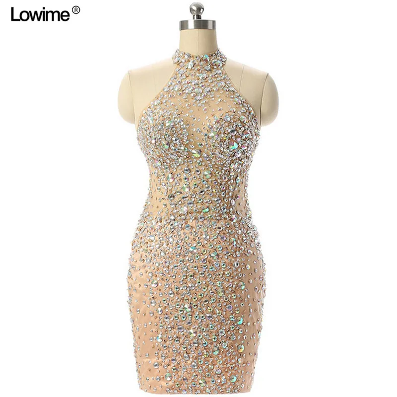 

Новое поступление, коктейльные платья с блестками и полными кристаллами, модель 2018 года, без рукавов, длиной до колена, женское блестящее пл...