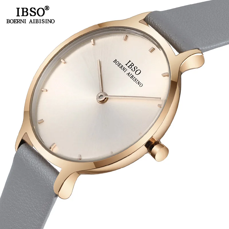 IBSO брендовые простые женские наручные часы с кожаным ремешком Relogio Feminino Модные