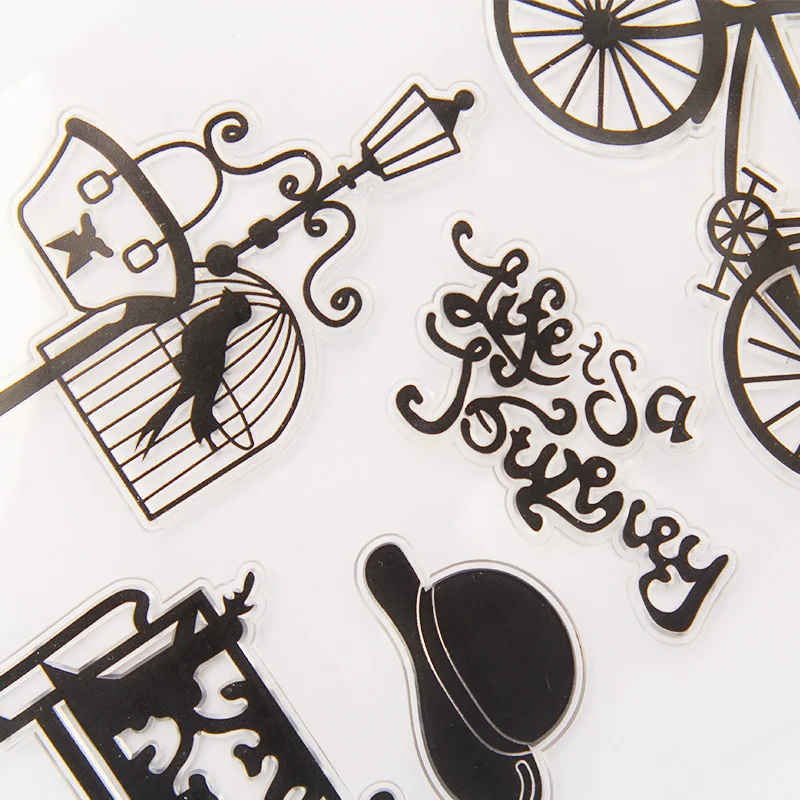 Винтажная велосипедная шляпа клетка прозрачный силиконовый штамп для