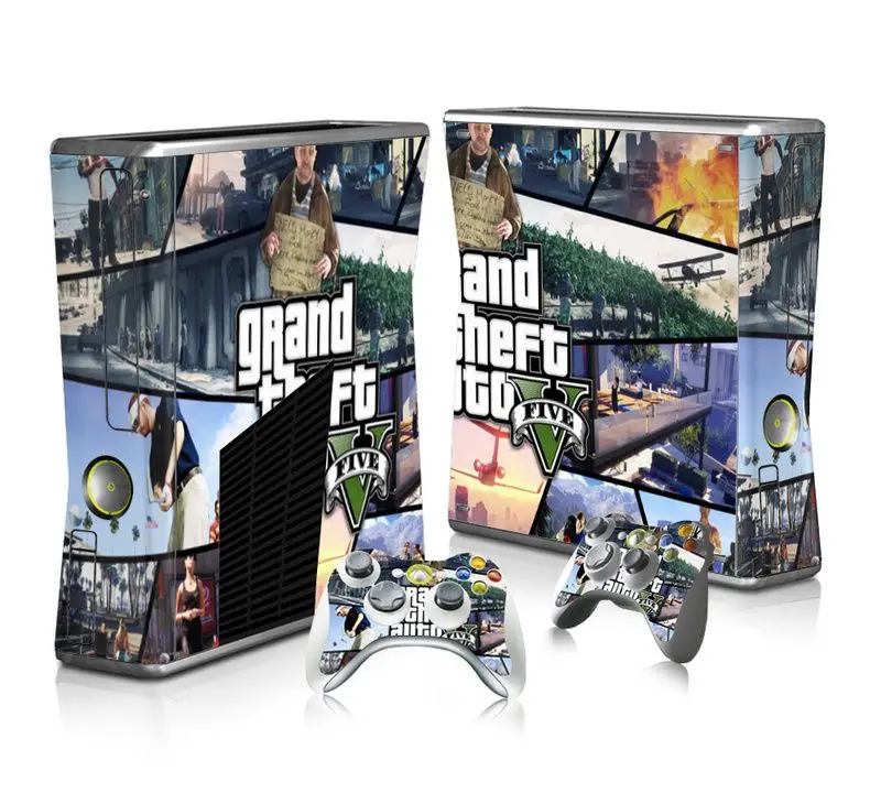 Виниловая защитная пленка на кожу для Microsoft Xbox 360 Slim и наклейки 2 пульта XBOX360