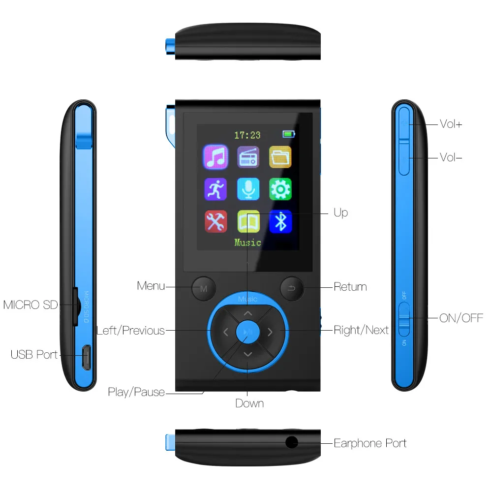 Кроссовки MP3 плеер Спорт 16 ГБ Bluetooth Портативный HIFI без потерь мини звук Ultra Light