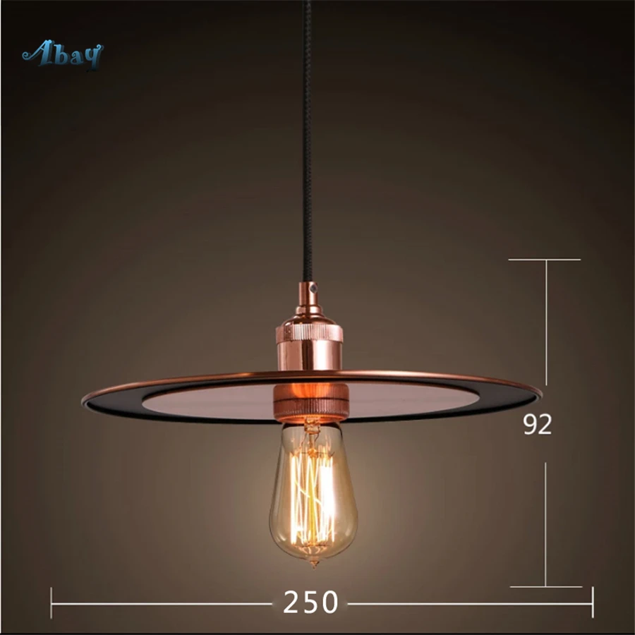 American Iron Art Disc vintage Pendant Lights for Living Room Study Dining hanging lamp Industrial bar Lighting Fixtures | Лампы и