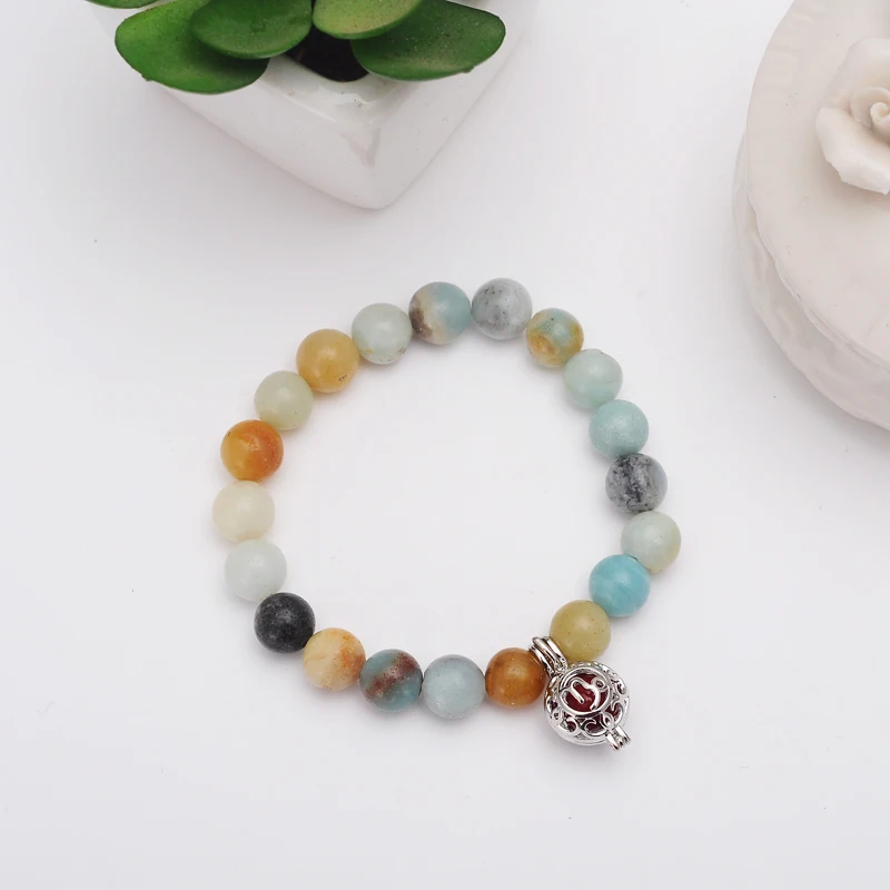 Simple ladies elastic rope 8mm natural bracelet can open 12 constellation fragrance diffuser pendant gift jewelry | Украшения и