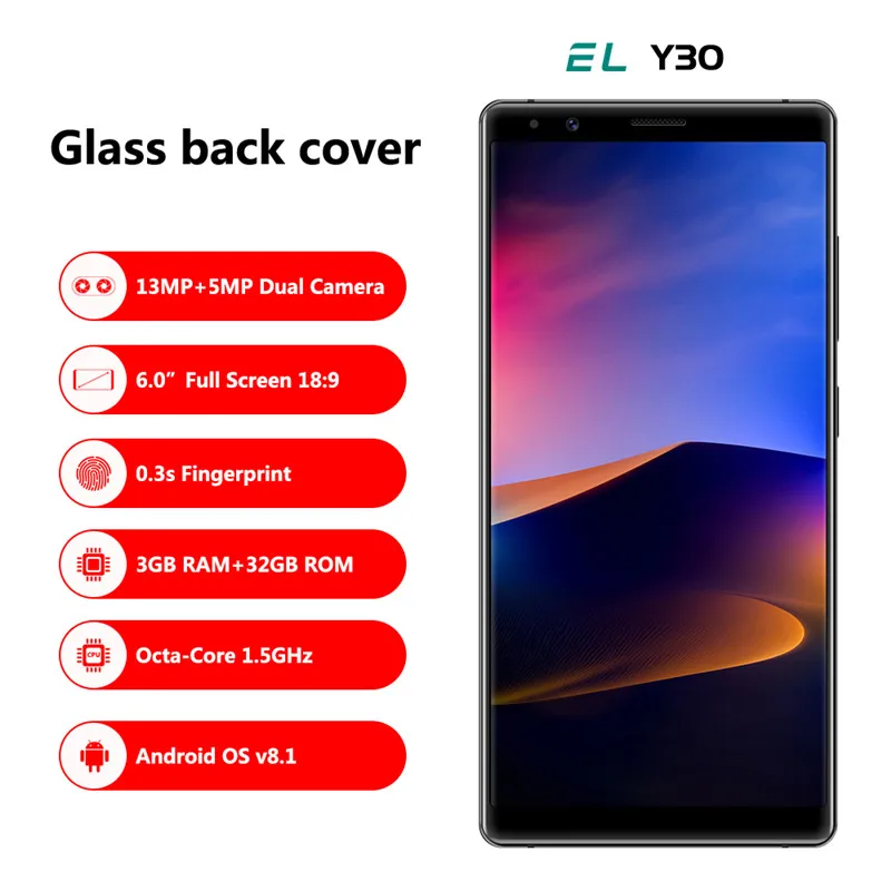 Новинка оригинал E & L Y30 6 0 дюймов 4G LTE Android 8 1 3 Гб ОЗУ 32 ПЗУ Восьмиядерный процессор