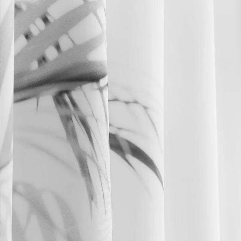 

DUNXDECO Shower Curtain Bathroom Waterproof Cortinas Nordic Simple Industry Gray Palm Leaf Polyester Fabric Rideau Art Home Deco