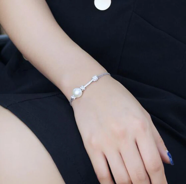 Новые модные регулируемые серебряные браслеты AAA Качество микрозакрепка