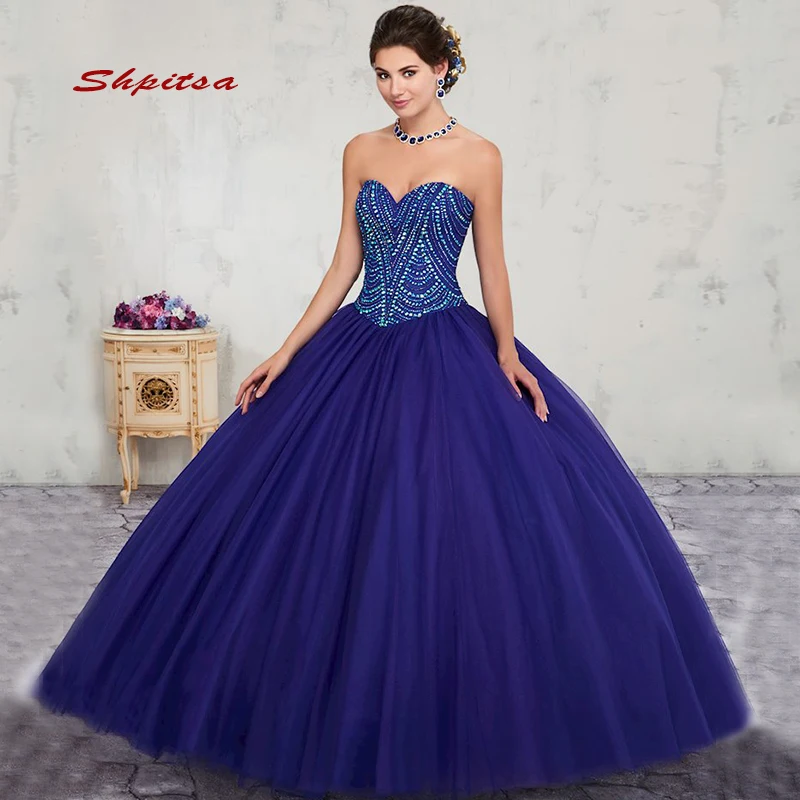 Бальное платье 2021 длинные темно-синие платья для Quinceanera 15 милых 16 пышных бальных