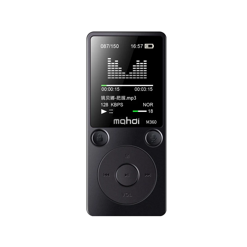Mahdi M360 8G Mp4 плеер Будильник fm-радио электронная книга запись встроенный динамик Поддержка Tf карта Металл Спорт с наушником - Цвет: Black