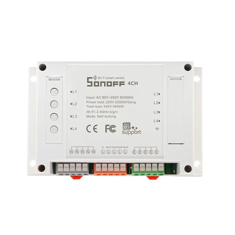Sonoff 4CH 4 канала Wifi Smart Switch Универсальный соответствующий стандарту din рельсовый