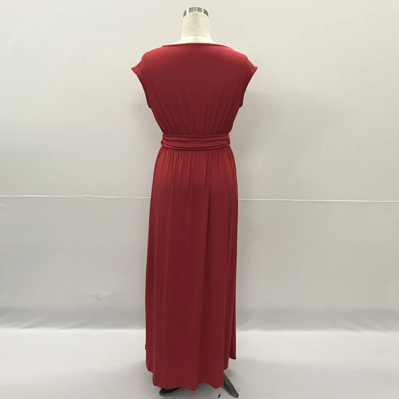 SEXY Long Party Dress Women Sleeveless Tank V-Neck Ruched Clubwear Maxi Black Red Blue Tunic Elegant Vestido De Festa | Женская одежда