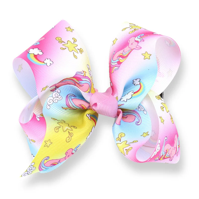 5 inch party Bows Hair Clips Graffiti Knot Hairgrips Kids DIY Princess Ribbon Accessories Handmade Unicorn Hairpin | Детская одежда и