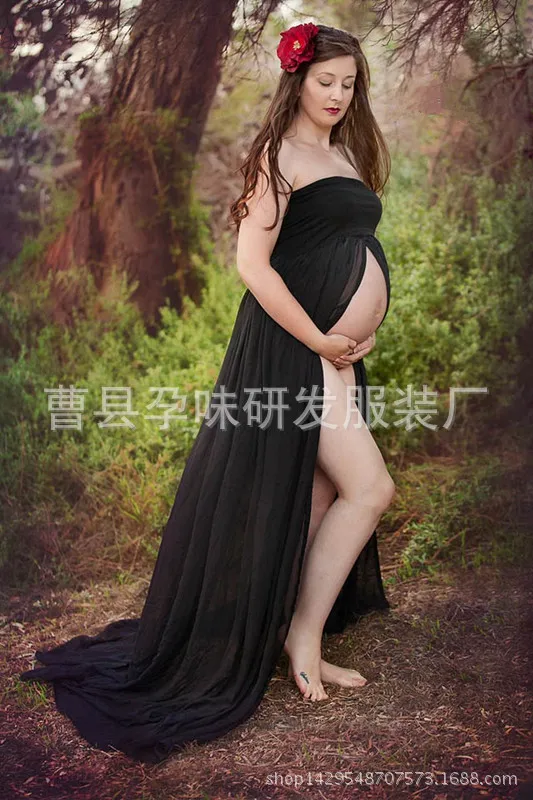Maternity Dress for Photo Shoot Maxi Maternity Gown SPLIT FRONT Maternity Chiffon Gown Maternity Photography Props Plus siz