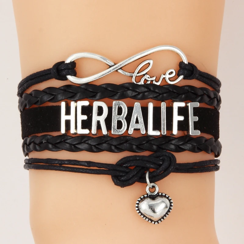 NCRHGL Infinity Love HERBALIFE кожаная Подвеска для браслета в форме сердца плетеные браслеты