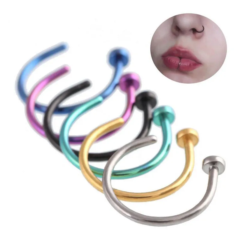 Нержавеющая Сталь Круговой Штангой Пирсинг Губ Зажим Для Носа Кольца В Носу