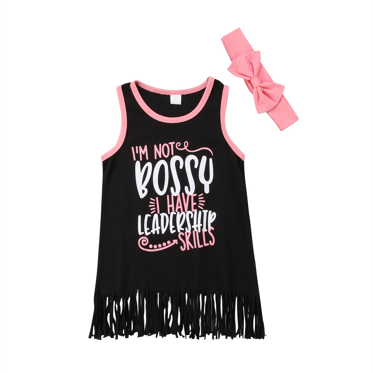 Летняя одежда для маленьких девочек 2 шт. платье без рукавов с бахромой + топ