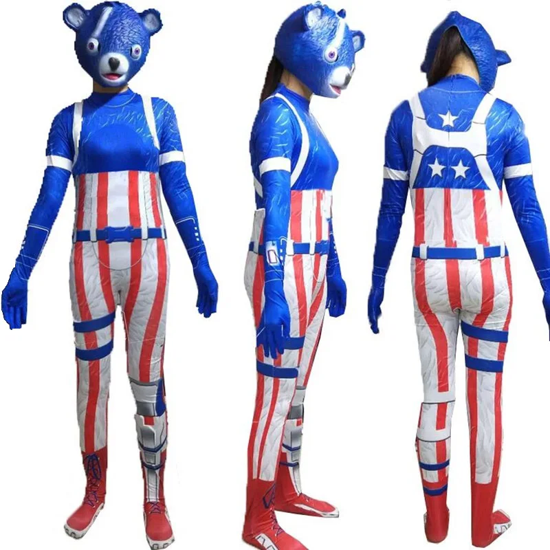 Bodysuit blue ZSQH Лидер команды розовый комбинезон в виде медведя игры битва королевская Косплей Костюм Хэллоуин костюм для женщин и мужчин Боди - Цвет: Bodysuit blue